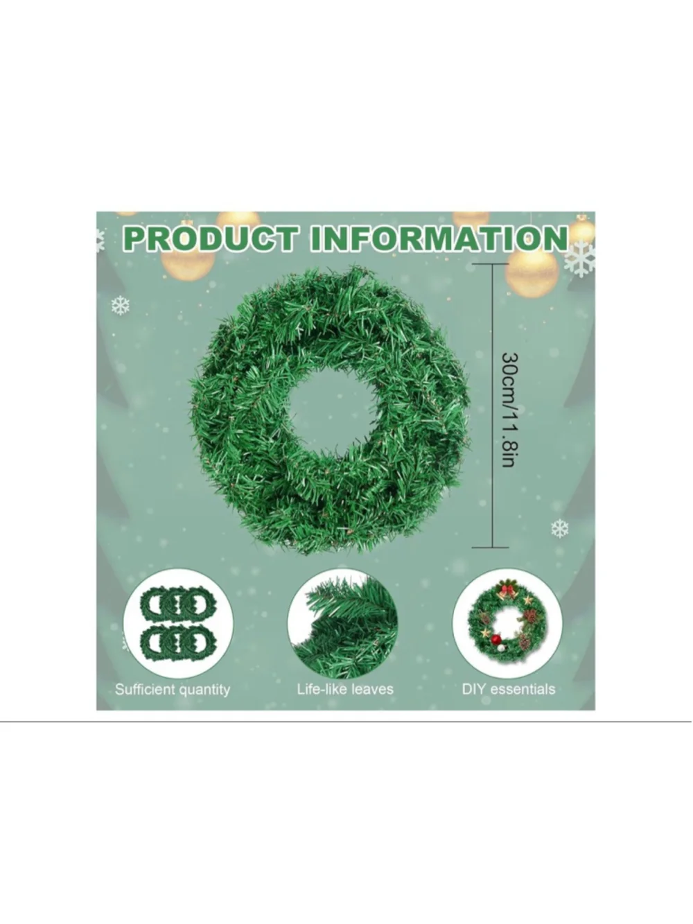 NEW Set of 3 Christmas Wreaths Front Door Outside Decorations 12”